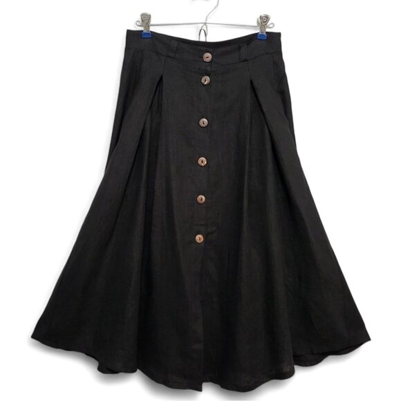 Elegant Black Button-Down Skirt - Picture 1 of 11
